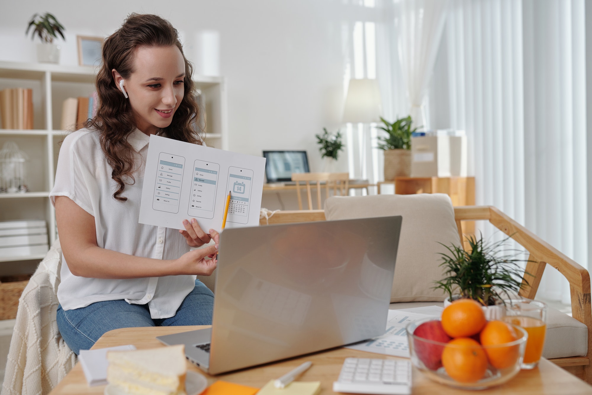 UI Designer Having Online Meeting